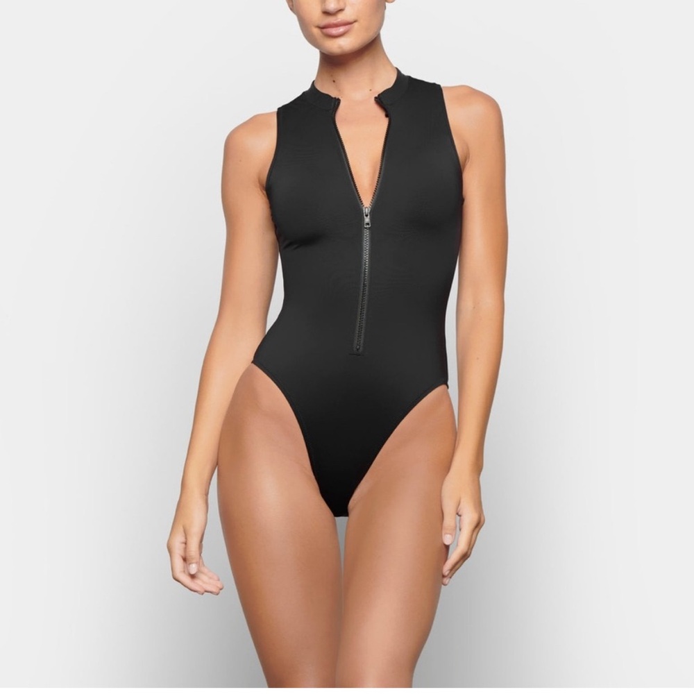 🖤SKIMS SWIM ZIP FRONT SLEEVELESS ONE PIECE SWIMSUIT ONYX 2X